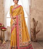 Floral aari work silk blend designer kanjeevaram saree