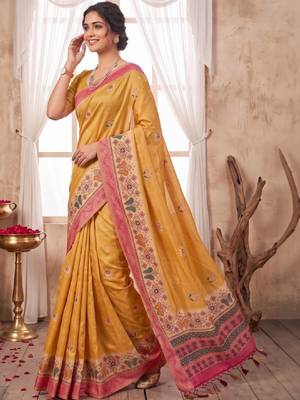 Floral aari work silk blend designer kanjeevaram saree 2