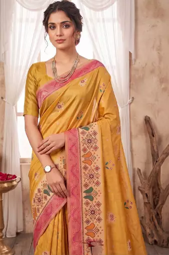 Floral aari work silk blend designer kanjeevaram saree