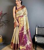 Woven design zari silk blend designer kanjeevaram saree