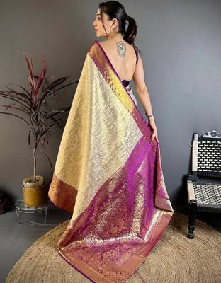 Woven design zari silk blend designer kanjeevaram saree 2