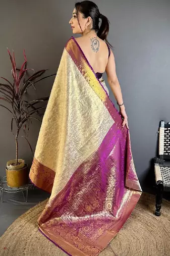 Woven design zari silk blend designer kanjeevaram saree