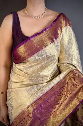 Woven design zari silk blend designer kanjeevaram saree