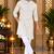 Men's cream textured cotton kurta with white pyjama set
