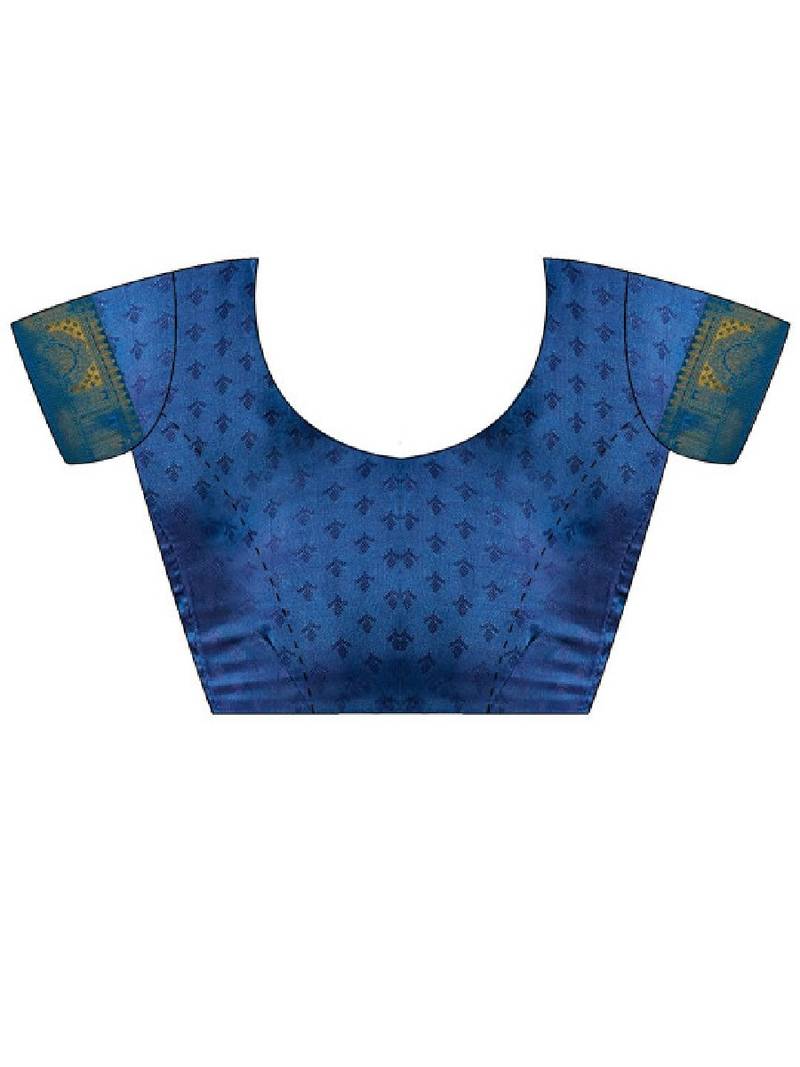 Blue kanjivaram woven design sarees with blouse piece unstiched blouse