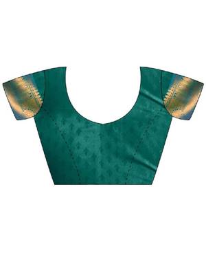 Teal kanjivaram woven design sarees with blouse piece unstiched blouse 4