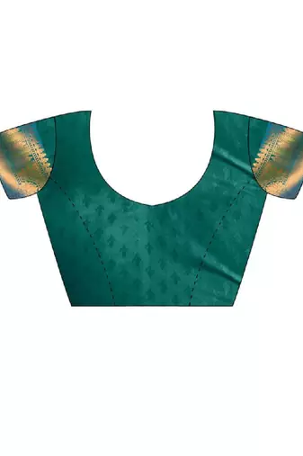 Teal kanjivaram woven design sarees with blouse piece unstiched blouse