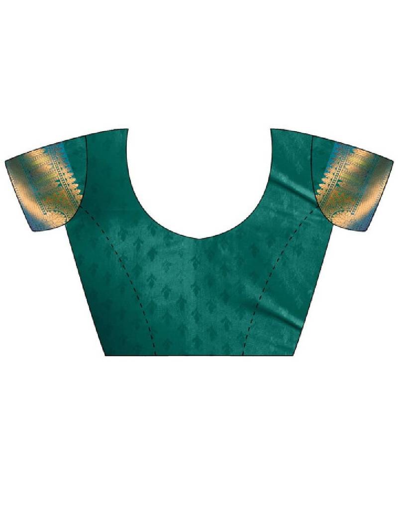 Teal kanjivaram woven design sarees with blouse piece unstiched blouse