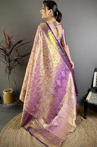 Woven design zari silk blend handloom kanjeevaram saree