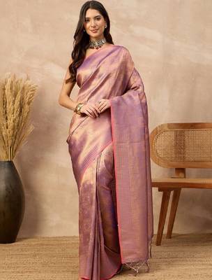 Woven design zari art silk designer kanjeevaram saree 1