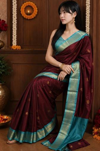 Woven design zari pure cotton kanjeevaram saree
