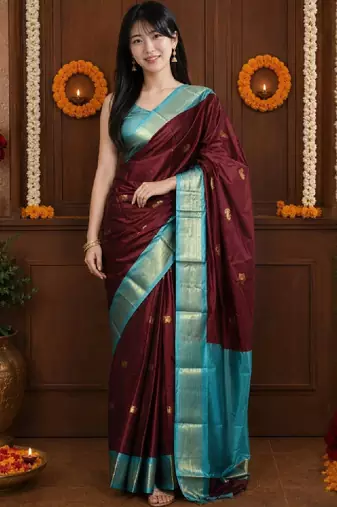Woven design zari pure cotton kanjeevaram saree