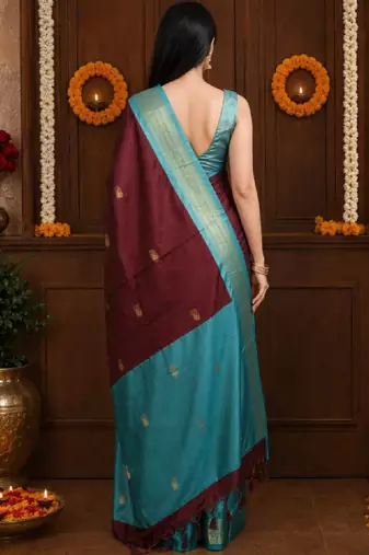 Woven design zari pure cotton kanjeevaram saree