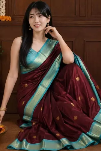 Woven design zari pure cotton kanjeevaram saree