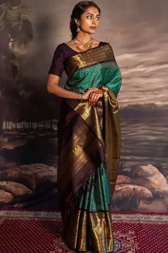 Woven design zari art silk kanjeevaram saree