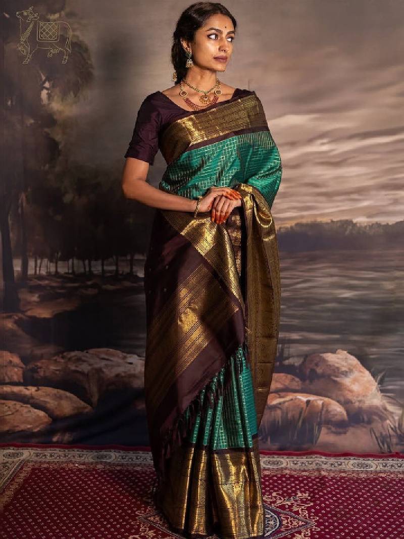 Woven design zari art silk kanjeevaram saree