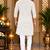 Men's cream textured cotton kurta with white pyjama set