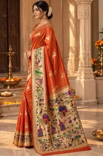 Woven design zari art silk kanjeevaram saree