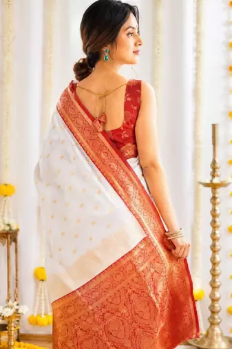 Ethnic motifs zari silk blend handloom kanjeevaram saree