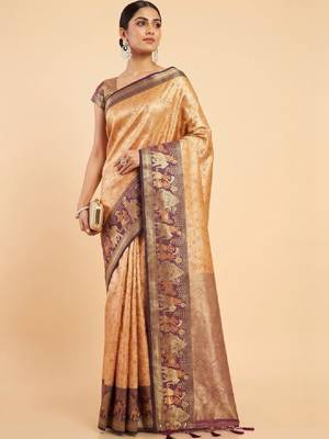Ethnic motifs zari art silk handloom kanjeevaram saree 4