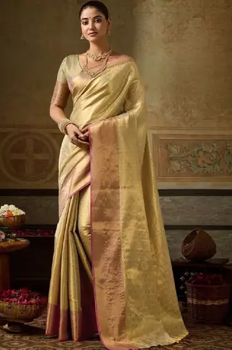 Woven design zari silk blend kanjeevaram saree