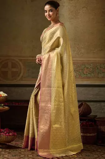Woven design zari silk blend kanjeevaram saree