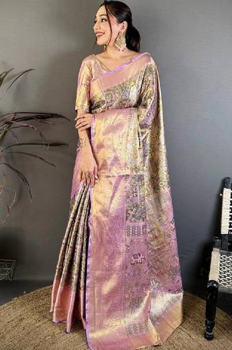 Woven design zari silk blend designer kanjeevaram saree