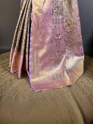Woven design zari silk blend designer kanjeevaram saree 4