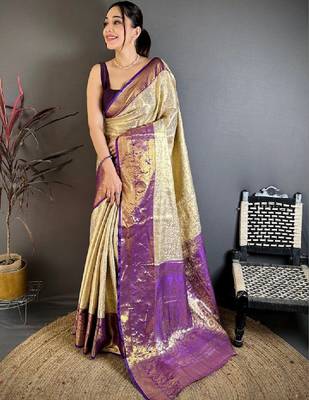 Woven design zari silk blend kanjeevaram saree 2