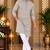 Men's grey textured cotton kurta with white pyjama set