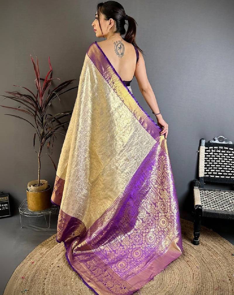 Woven design zari silk blend kanjeevaram saree