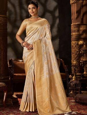 Ethnic motifs zari art silk heavy work kanjeevaram saree 1