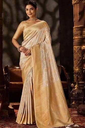 Ethnic motifs zari art silk heavy work kanjeevaram saree
