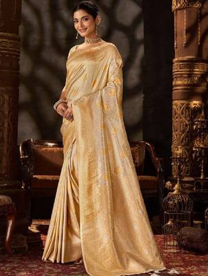 Ethnic motifs zari art silk heavy work kanjeevaram saree 2