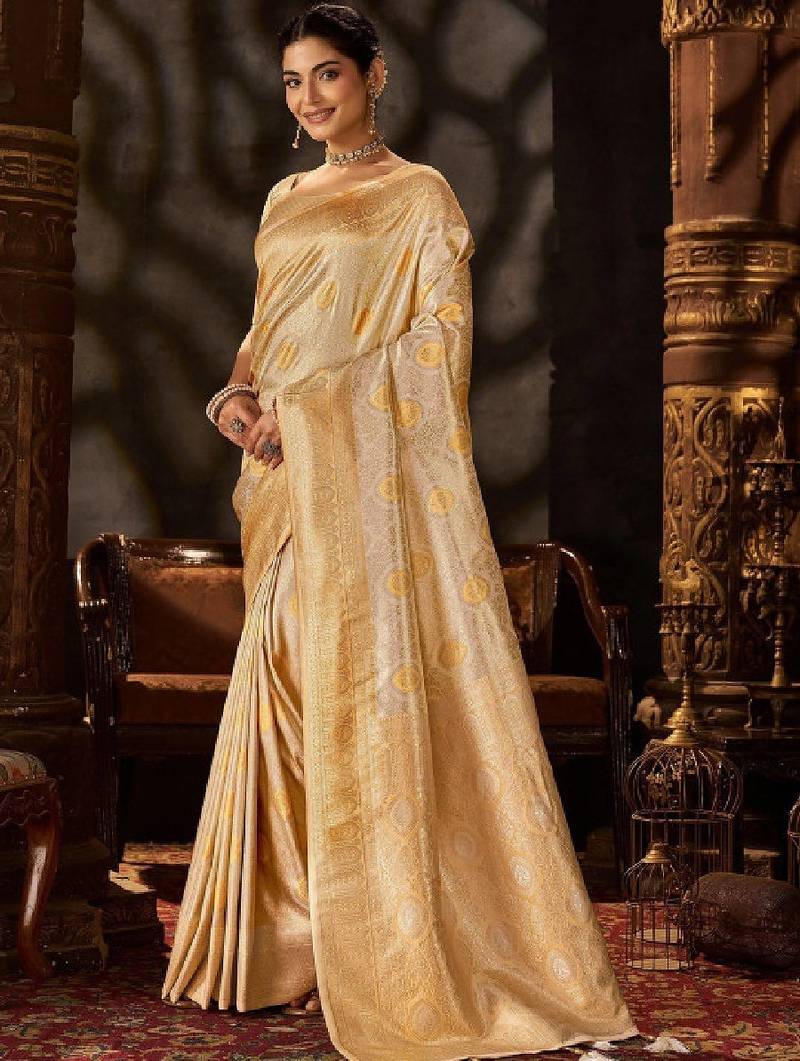 Ethnic motifs zari art silk heavy work kanjeevaram saree