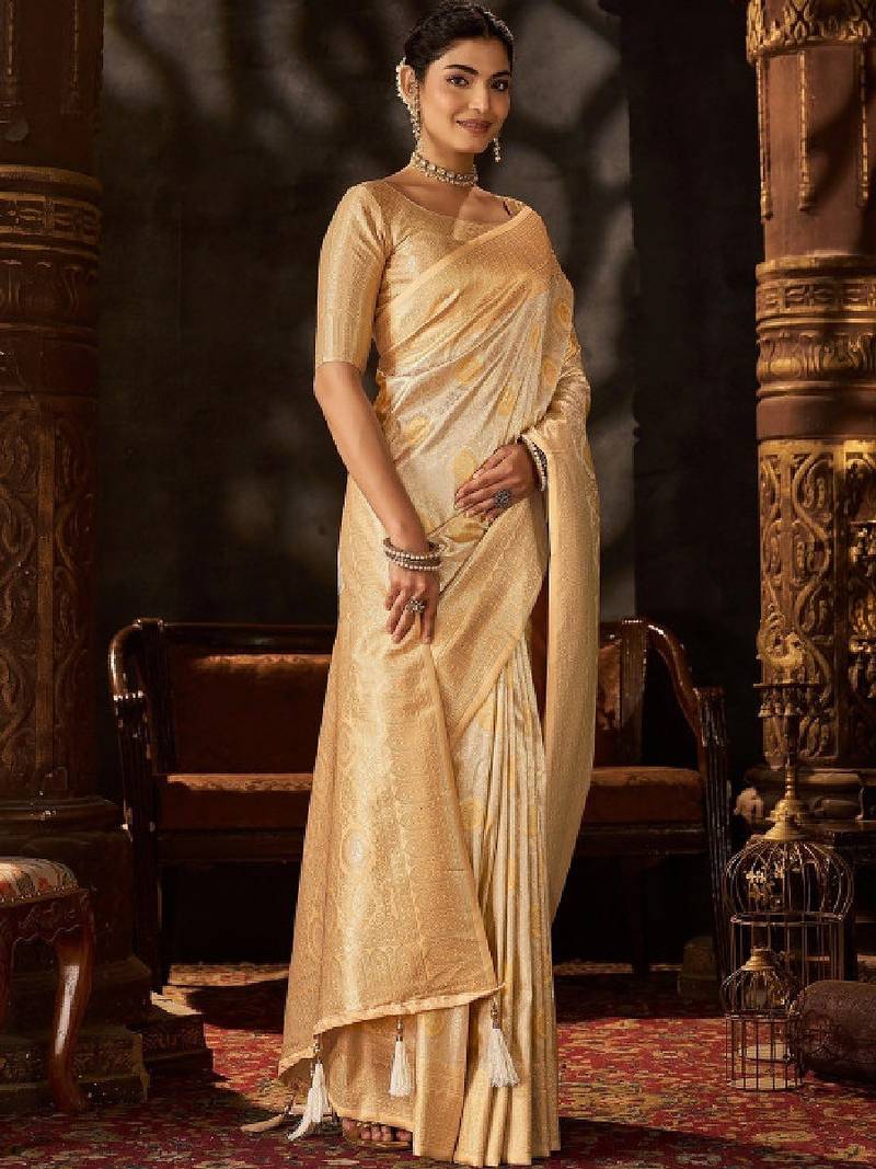 Ethnic motifs zari art silk heavy work kanjeevaram saree