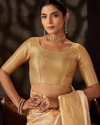Ethnic motifs zari art silk heavy work kanjeevaram saree 4