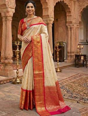 Floral woven design zari art silk kanjeevaram saree 1