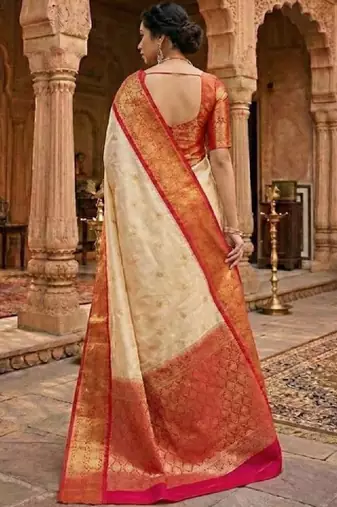 Floral woven design zari art silk kanjeevaram saree