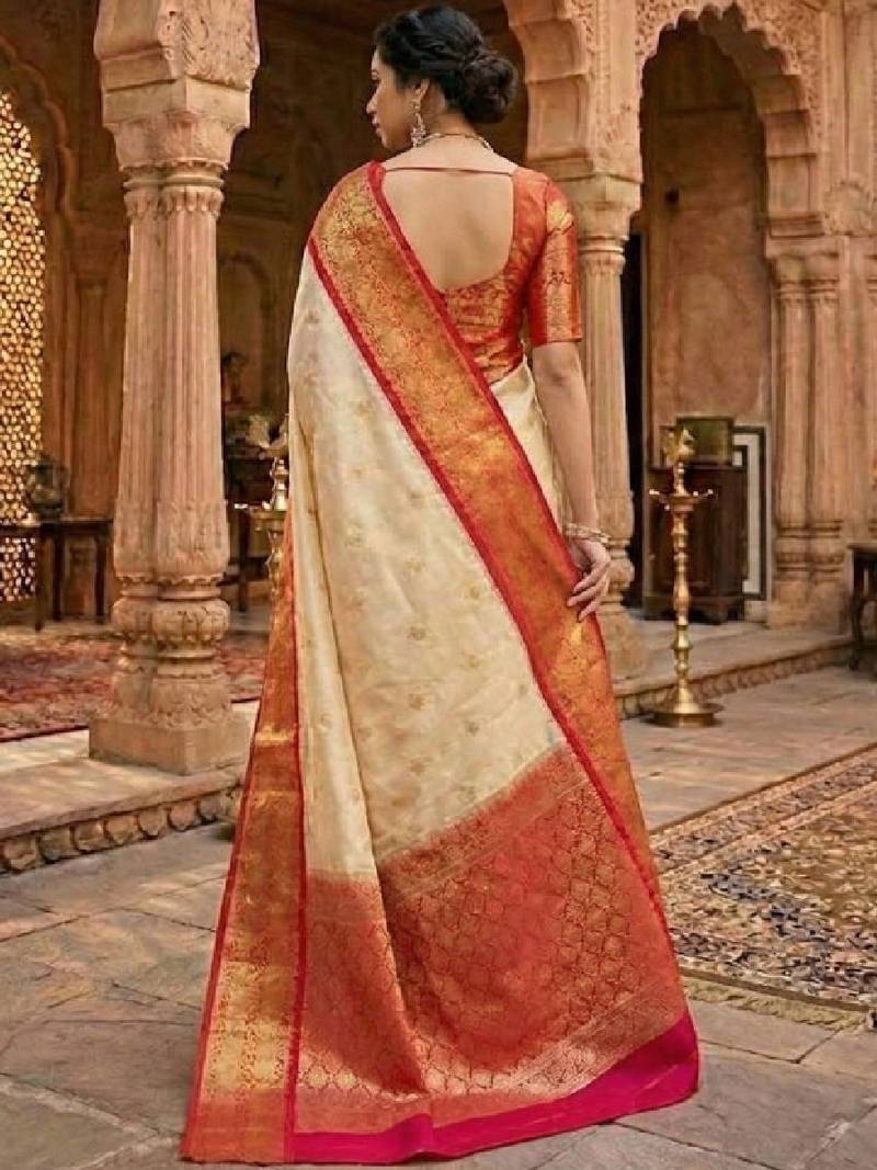 Floral woven design zari art silk kanjeevaram saree