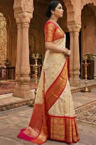 Floral woven design zari art silk kanjeevaram saree