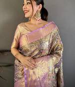 Woven design zari silk blend kanjeevaram saree