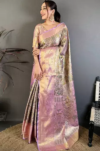 Woven design zari silk blend kanjeevaram saree