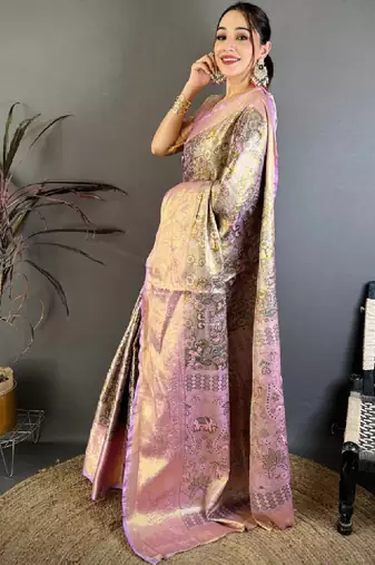 Woven design zari silk blend kanjeevaram saree