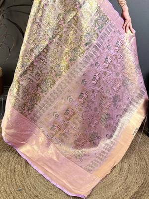 Woven design zari silk blend kanjeevaram saree 4