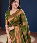 Floral zari silk blend kanjeevaram saree