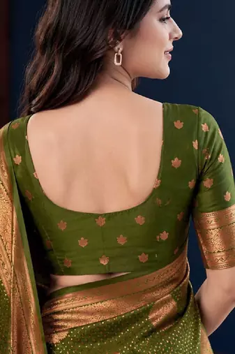 Floral zari silk blend kanjeevaram saree