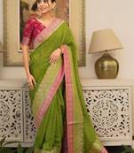 Woven design zari silk blend heavy work kanjeevaram saree