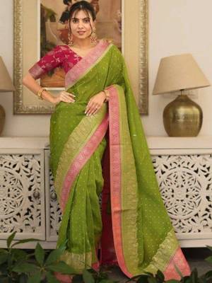 Woven design zari silk blend heavy work kanjeevaram saree 2