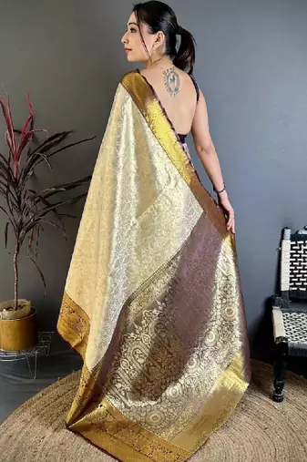 Woven design zari silk blend designer kanjeevaram saree